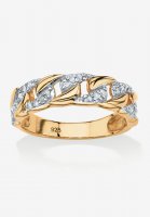 Gold & Sterling Silver Link Ring with Diamonds - PalmBeach Jewelry