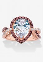 Gold over Silver Pear Cut Chcolate Cubic Zirconia Engagement Ring - PalmBeach Jewelry