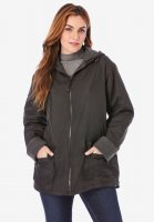 Hooded Jacket with Fleece Lining - Roaman's