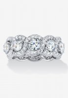 Platinum over Sterling Silver Cubic Zirconia Halo Eternity Bridal Ring - PalmBeach Jewelry