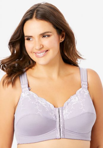Front-Close Embroidered Wireless Posture Bra - Comfort Choice
