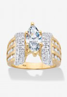 Gold over Sterling Silver Marquise Cut Engagement Ring - PalmBeach Jewelry