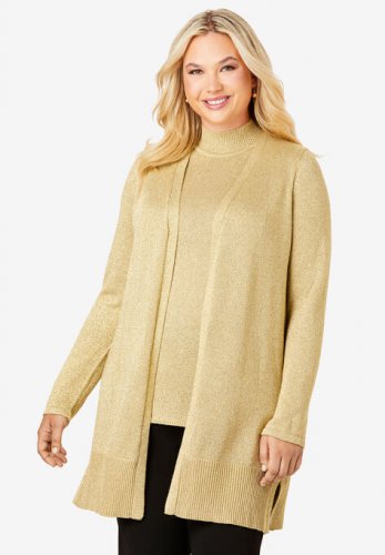 Shimmer Cardigan Sweater - Jessica London