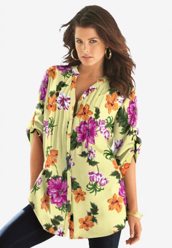 English Floral Big Shirt - Roaman's