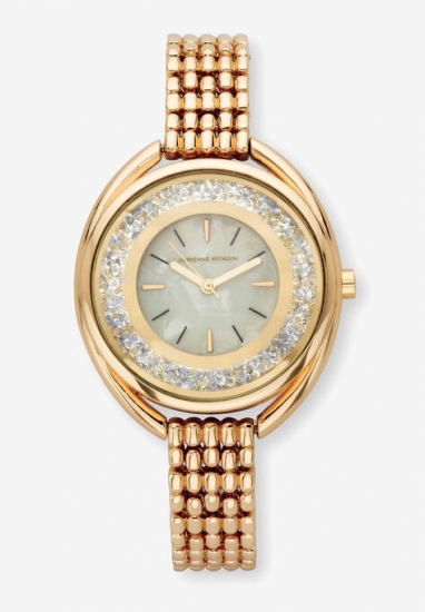 Goldtone Adrienne Vittadini Crystal Fashion Bracelet Watch, 7\ - PalmBeach Jewelry - Click Image to Close