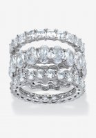 Platinum Plated 3-Piece Stackable Engagement Ring - PalmBeach Jewelry
