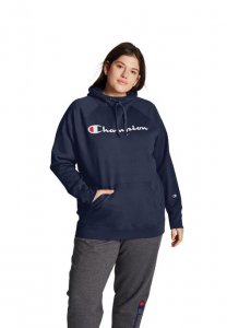 Champion Women's Plus Powerblend Fleece Hoodie, Script Logo - Champion