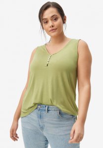 Pearl Button Henley Tank - ellos