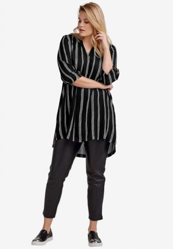 Notch Neck Crinkle Tunic - ellos