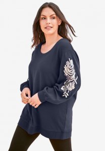 Embellished Sweatshirt Tunic - Roaman's