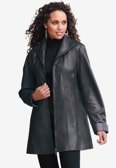 A-Line Leather Jacket - Roaman's - Click Image to Close