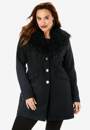 Short Wool-Blend Coat - Roaman's - Click Image to Close