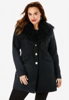 Short Wool-Blend Coat - Roaman's