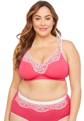 Cotton Comfort No-Wire Bra With Romantic Lace - Catherines