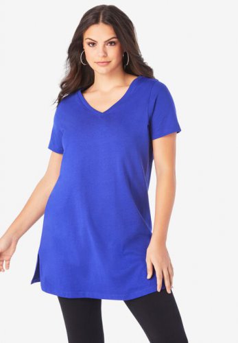 Short-Sleeve V-Neck Ultimate Tunic - Roaman's