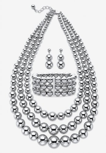 Silver Tone Necklace Set - PalmBeach Jewelry