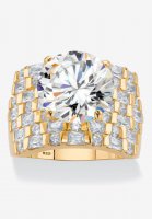 Gold over Sterling Silver Round Ring Cubic Zirconia (9 cttw TDW) - PalmBeach Jewelry
