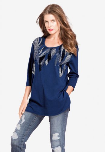 Feather Sequin Tunic - Roaman's