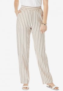 Lightweight Linen-Blend Straight-Leg Pants - Jessica London