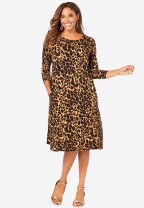 Three-Quarter Sleeve T-shirt Dress - Jessica London