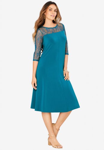 Ultrasmooth Illusion Lace Swing Dress - Roaman's