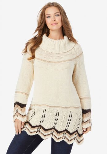 Chevron Border Sweater - Roaman's