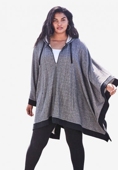 Hooded Zip Poncho - Roaman's - Click Image to Close