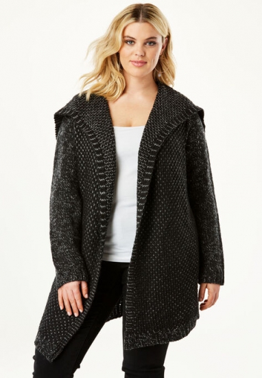 Chunky Tweed Cardigan - Roaman's - Click Image to Close