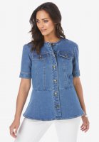 Short-Sleeve Denim Jacket - Jessica London