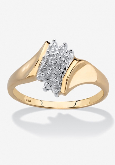 Gold & Sterling Silver Diamond Cluster Ring - PalmBeach Jewelry - Click Image to Close