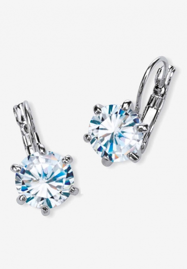 Platinum-Plated Drop Earrings (12x10mm) Cubic Zirconia (8 cttw TDW) - PalmBeach Jewelry - Click Image to Close
