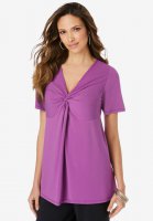 Ultra Smooth Twist-Front V-Neck Top - Roaman's