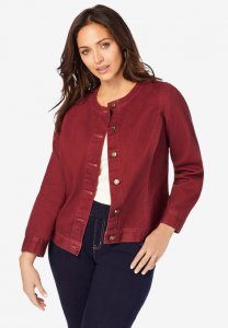 Collarless Denim Jacket - Jessica London