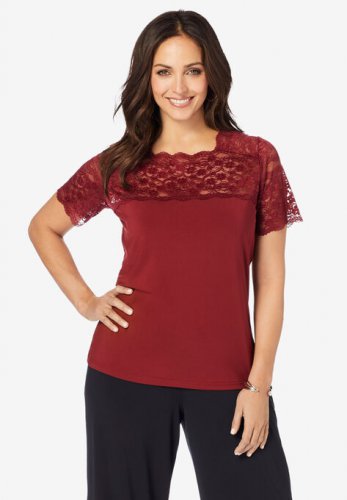 Lace Neckline Top - Jessica London