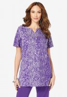 Print Notch-Neck Soft Knit Tunic - Roaman's