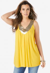 Embellished Tank Top - Roaman's