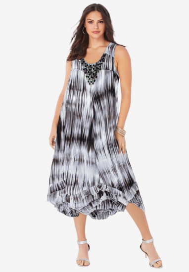 Tye-Dye Embellished Dress - Roaman's - Click Image to Close