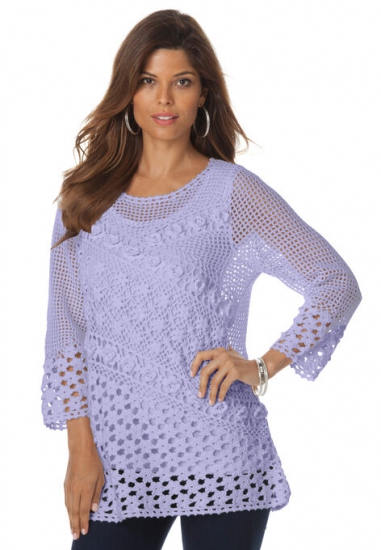 Floral Crochet Sweater - Roaman's - Click Image to Close