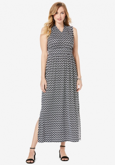 Travel Knit V-Neck Maxi Dress - Jessica London - Click Image to Close