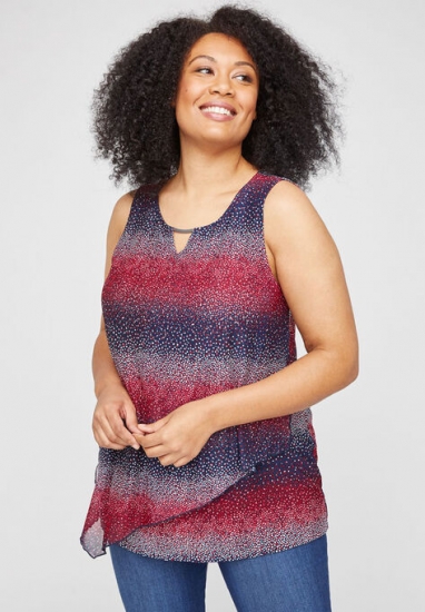 Tie-Dye Mesh Keyhole Tank - Catherines - Click Image to Close