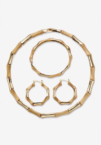 Goldtone Bamboo with 3-Piece Necklace Set - PalmBeach Jewelry