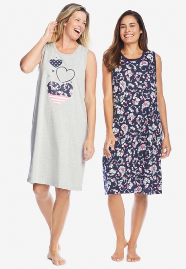 2-Pack Sleeveless Sleepshirt - Dreams & Co. - Click Image to Close