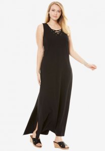 Lace Up Maxi Dress - Jessica London