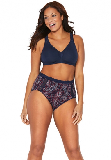 Cotton Full Brief Panty With Lace - Catherines - Click Image to Close