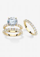 Gold Plated 3-Piece Cubic Zirconia Bridal Ring Set - PalmBeach Jewelry