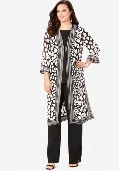 Three-Piece Duster & Pant Set - Roaman's - Click Image to Close