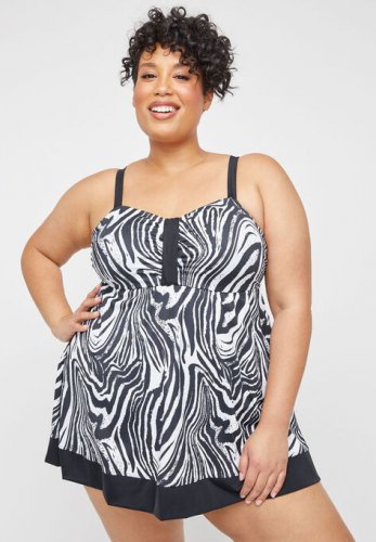 Safari Swirl Swimdress - Catherines