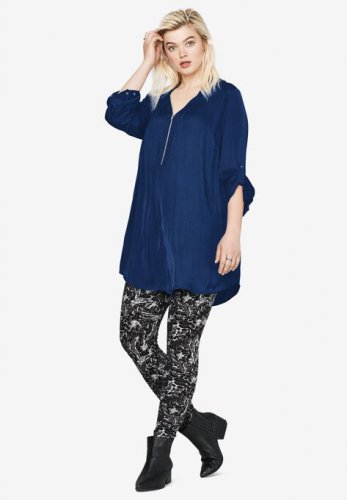 Zip-front sateen tunic - ellos