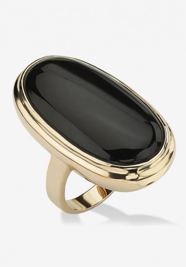 Gold-Plated Black Onyx Ring - PalmBeach Jewelry - Click Image to Close