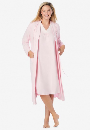 Knit Gown and Robe Set - Dreams & Co. - Click Image to Close